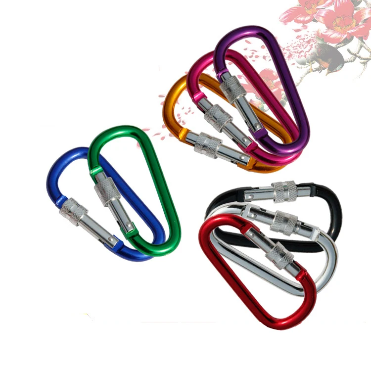Outdoor Camping Equipment Keychain Hooks Locking D Quickdraw Carabiner Clip