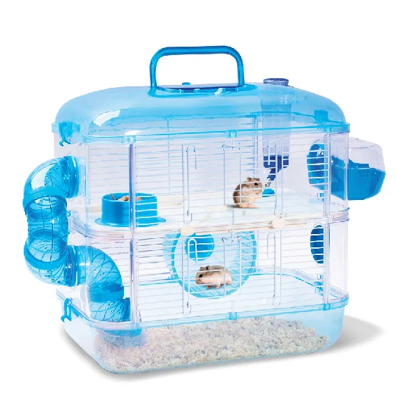 
Blue Crystal Castle Double Deck Indoor Hamster Cage Luxury Transparent Hamster Cages 