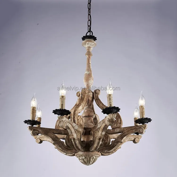 
High quality big vintage wooden hanging chandelier lighting for restaurant 