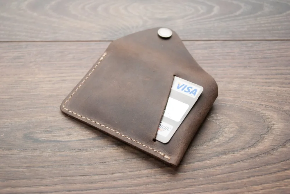 Handmade Perfect custom personalized real Italian leather Tarjetero wallet purse dark-brown cardholder slim men wallet