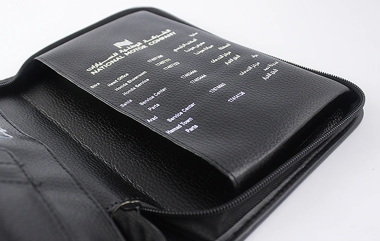 PU Leather Car Document Holder Organizer folder with zipper closure