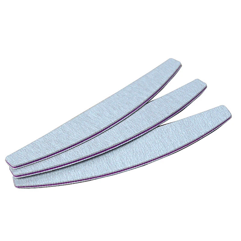 Customized Logo OEM Half Moon Shaped Nail File 100/100 Grit Nail Tools  Sponges Nail Buffer  With Purple Heart