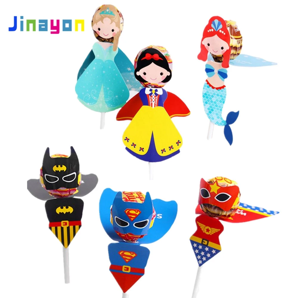 Jinayon Customized Superhero Princess Little Mermaid Party Supplies Candy Lollipop Paper Box for Children