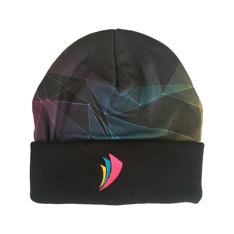 Fabric Custom Sublimated Tie Dye Knitted Beanie Hat, Custom Sublimation Tie Dye Beanie