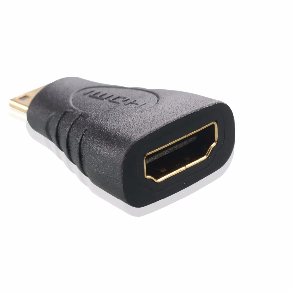 Gold Mini HDMI Male to H DMI Female Adapter Converter Plug Type A to C - Black