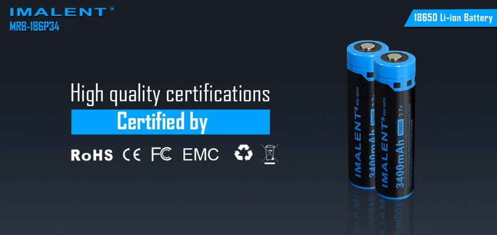 IMALENT 18650 Li-ion Battery Rechargeable Battery 3400mAh