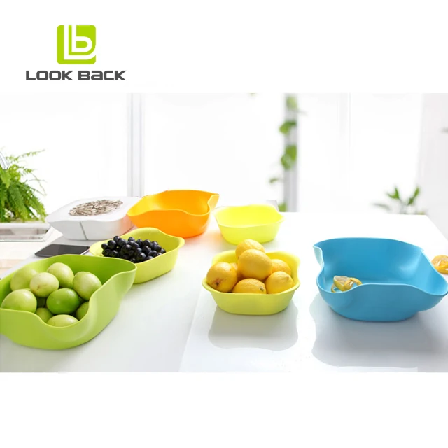 BPA Free Modern Double Dish for Pistachios Peanuts  Edamame Cherries Nuts Fruits Candies Snacks Plastic Serving Dishes and Bowls