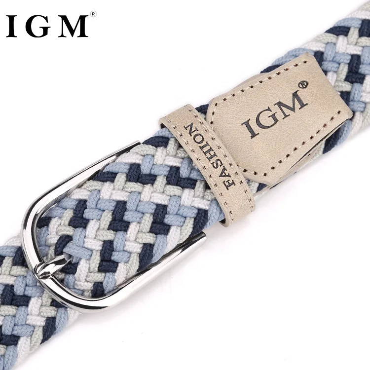 Unisex child braided cotton stretch elastic waist woven belt