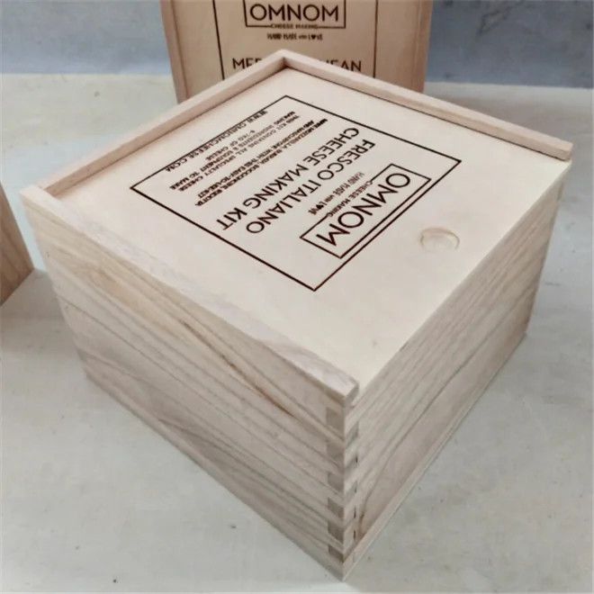 Balsa Paulownia Wooden Gift Box Timber Slide Box with Custom Logo Keepsake for Packaging,Shipping