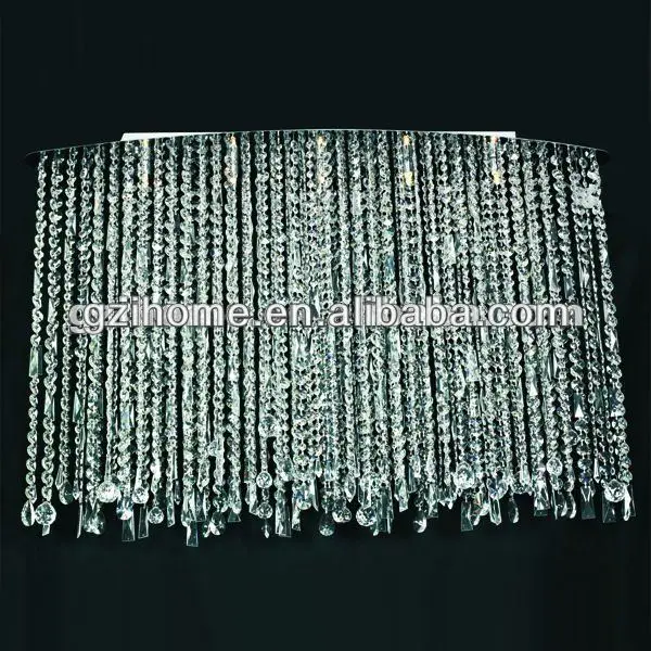 Fashionou Modern K9 Crystal Spiral Raindrop Chandelier Lighting Flush Mount LED Ceiling Light Fixture Pendant Lamp with 4 Lights