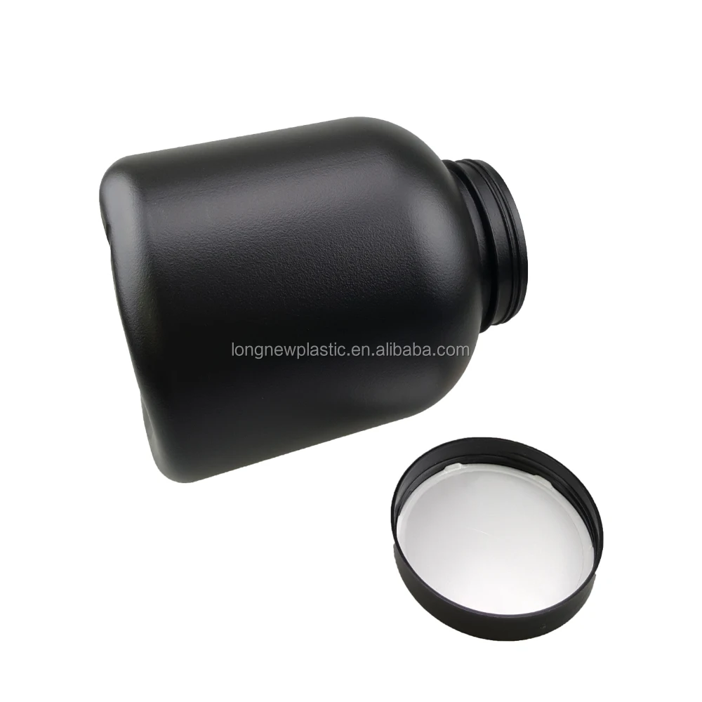 Black Plastic Protein Powder Bottle with scoop