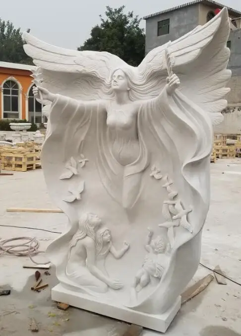 Лидер продаж, большая уличная мраморная статуя на коленях в виде ангела в натуральную величину