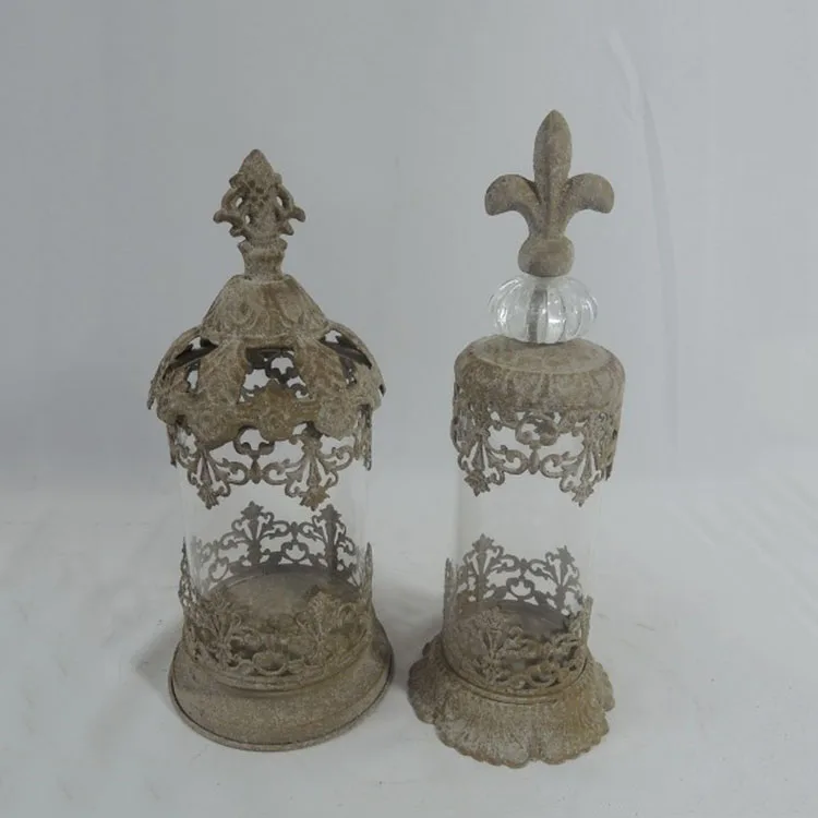 Antique Vintage Wrought Cast Iron Chinese Metal Rustic Lantern