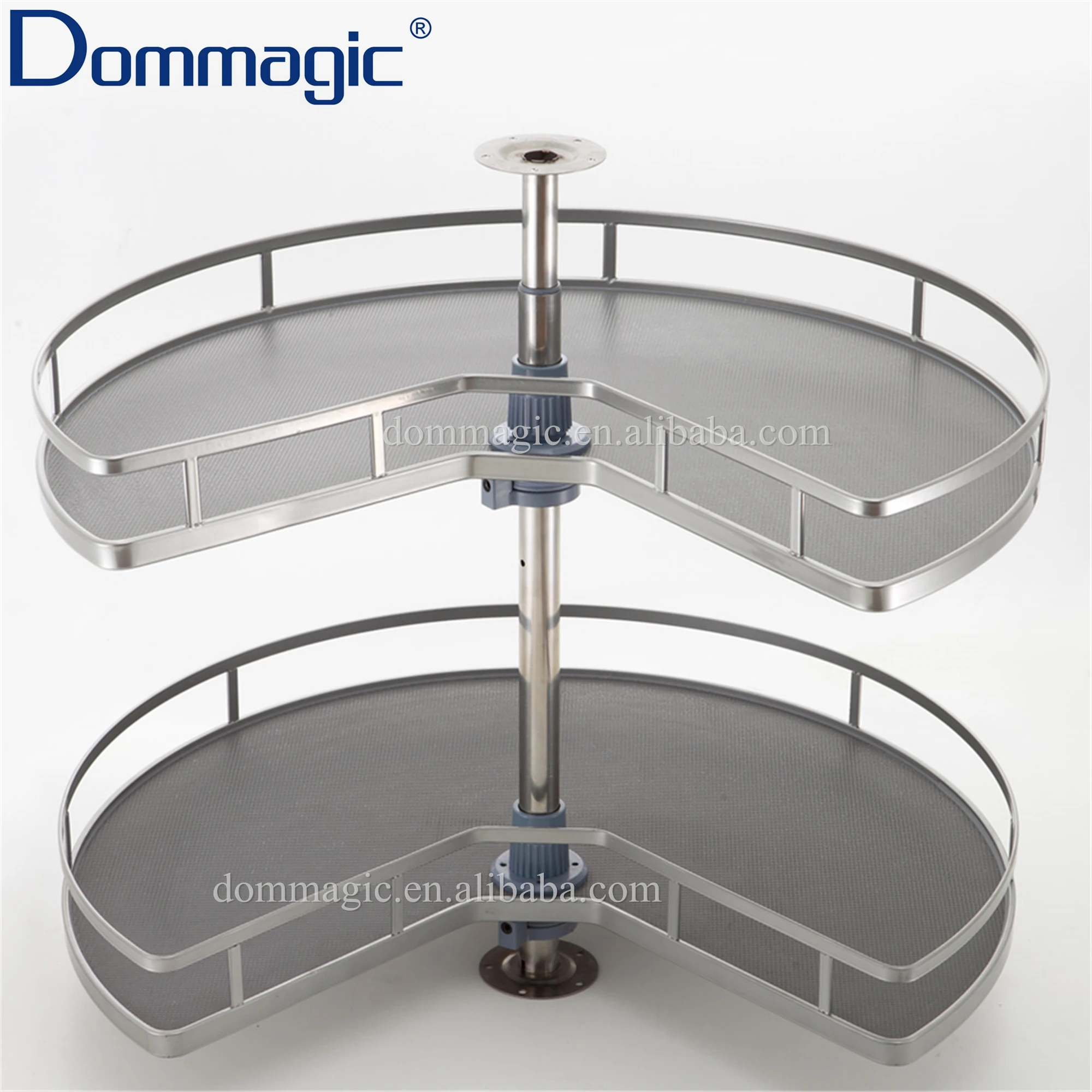 Kitchen Chrome Wooden 270 Revolving Basket for Corner Organizer