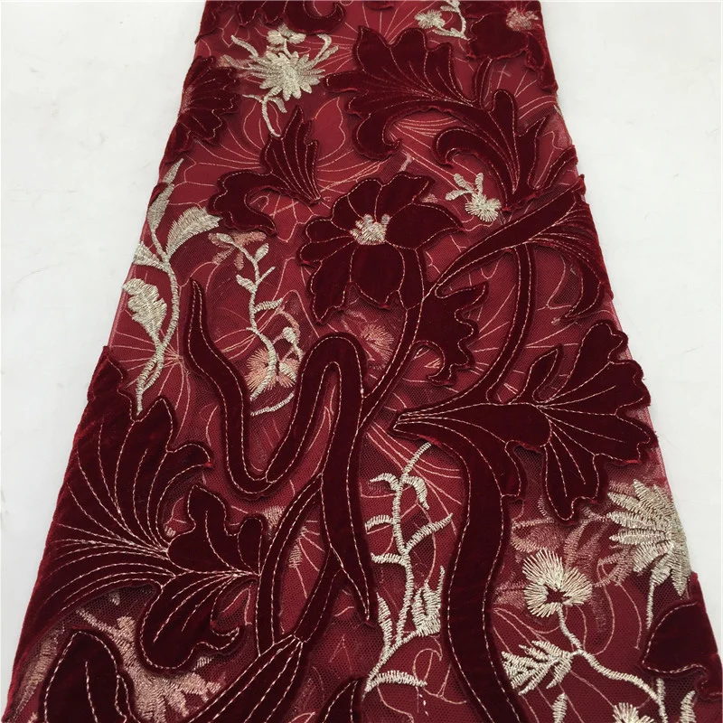 Velvet embroidery tulle fabric for fabric market in dubai
