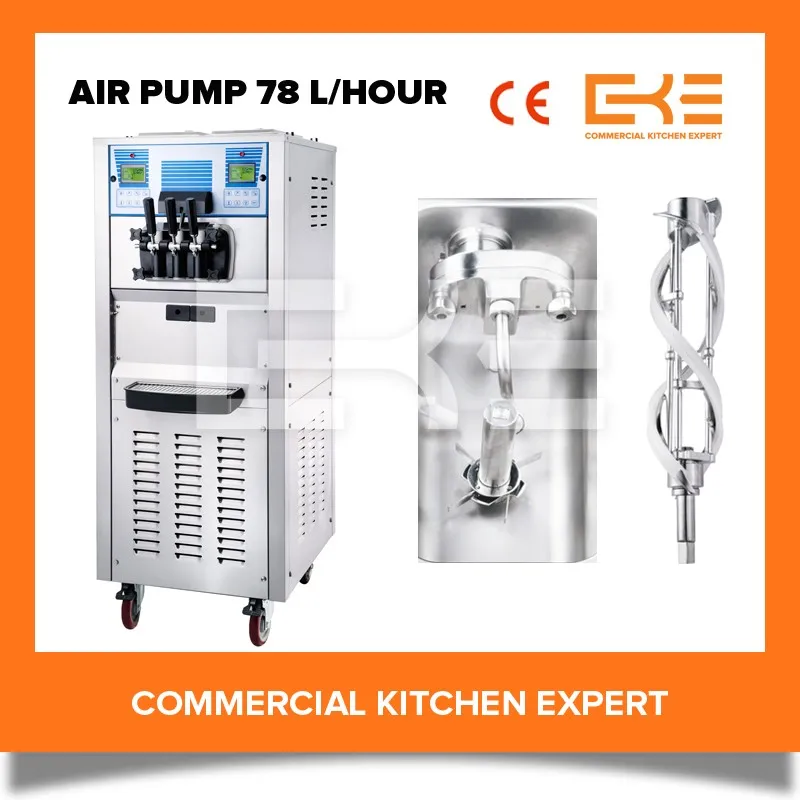 
Air Pump Buffet Restaurant 3 in 1 Big Capacity 110 Volt Soft Serve Ice Cream Machines 