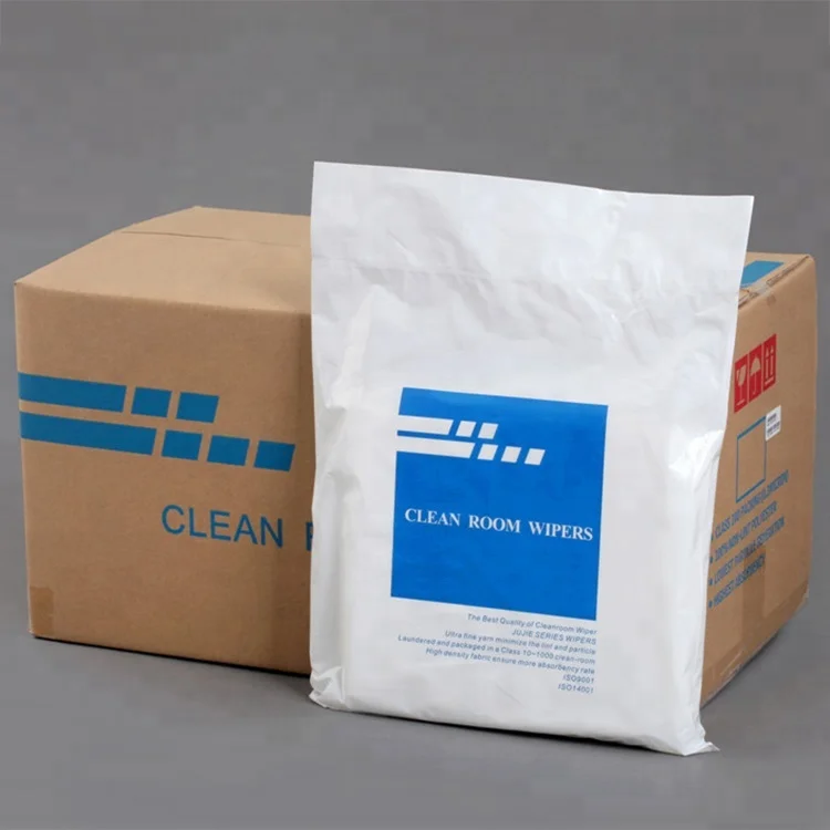 Best Absorbing with Laser Cut Edge 240gsm 2 Layers Class 1000 6 x 6inch 100% Polyester Fabric Cleanroom Wiper