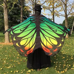 Made in China factory wholesale voile prefect gorgeous halloween costume dancing cosplay shawls print butterfly wings cape
