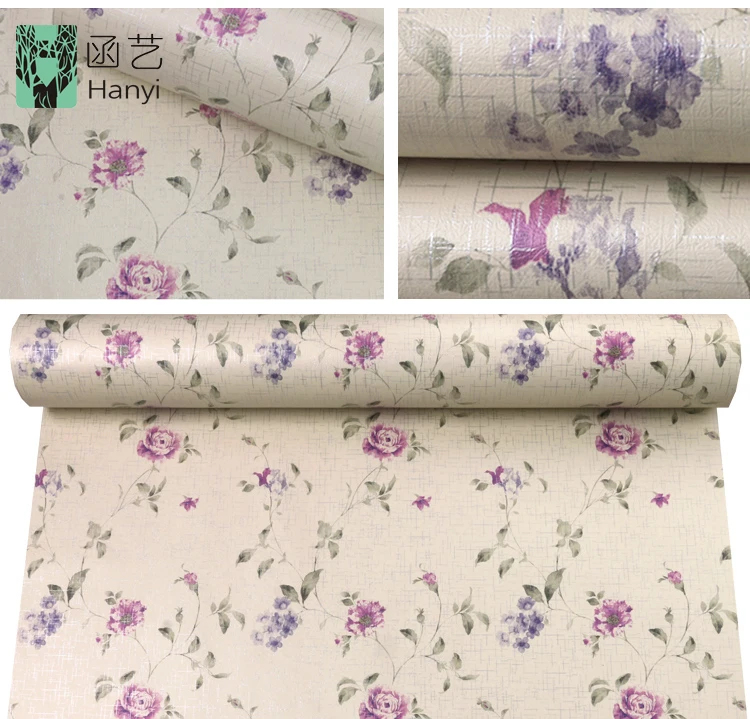 Eco-friendly pvc vinyl beautiful flower wallpaper designs simple islamic wallpaper
