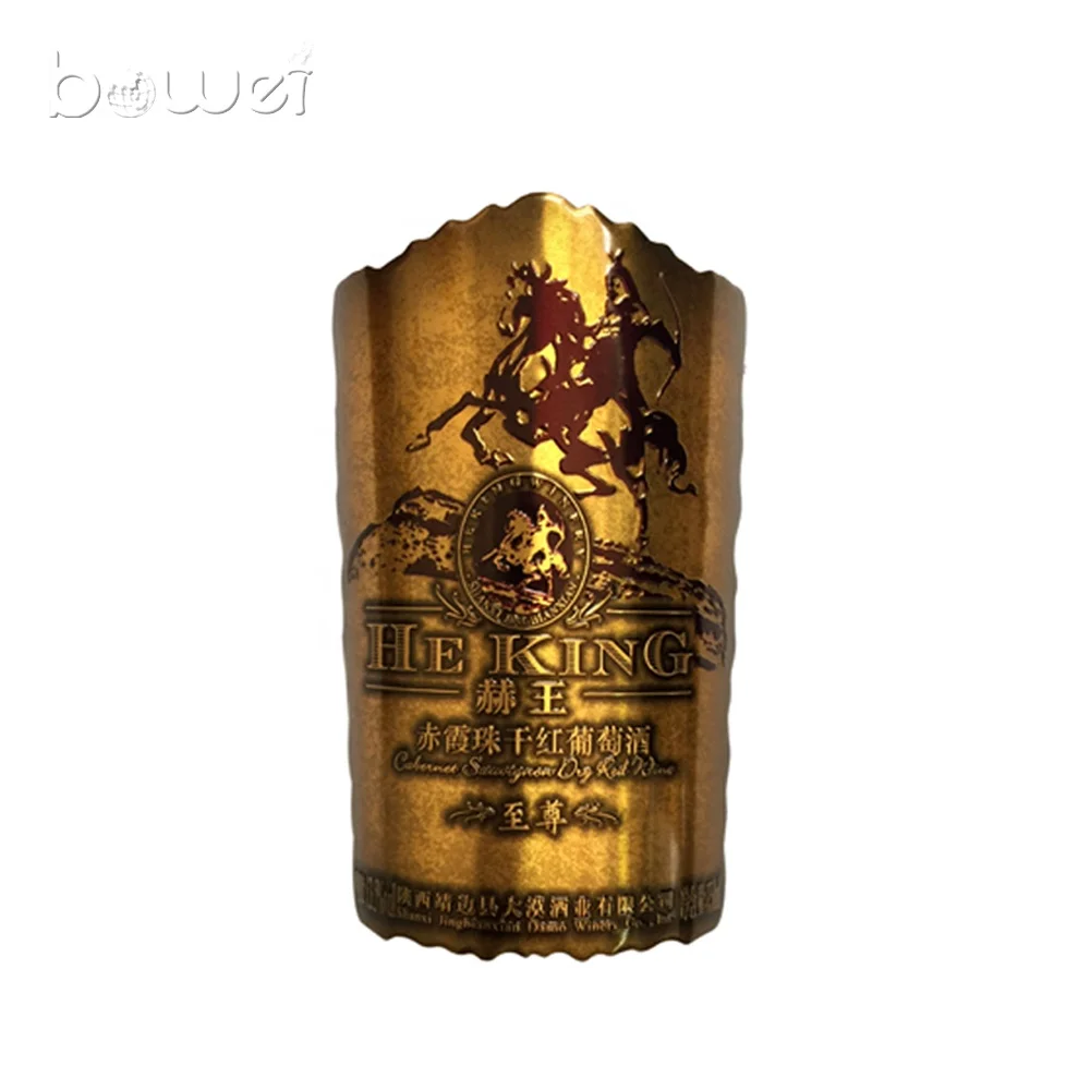 custom metal aluminum wine vodka rum whisky tequila label sticker for bottle