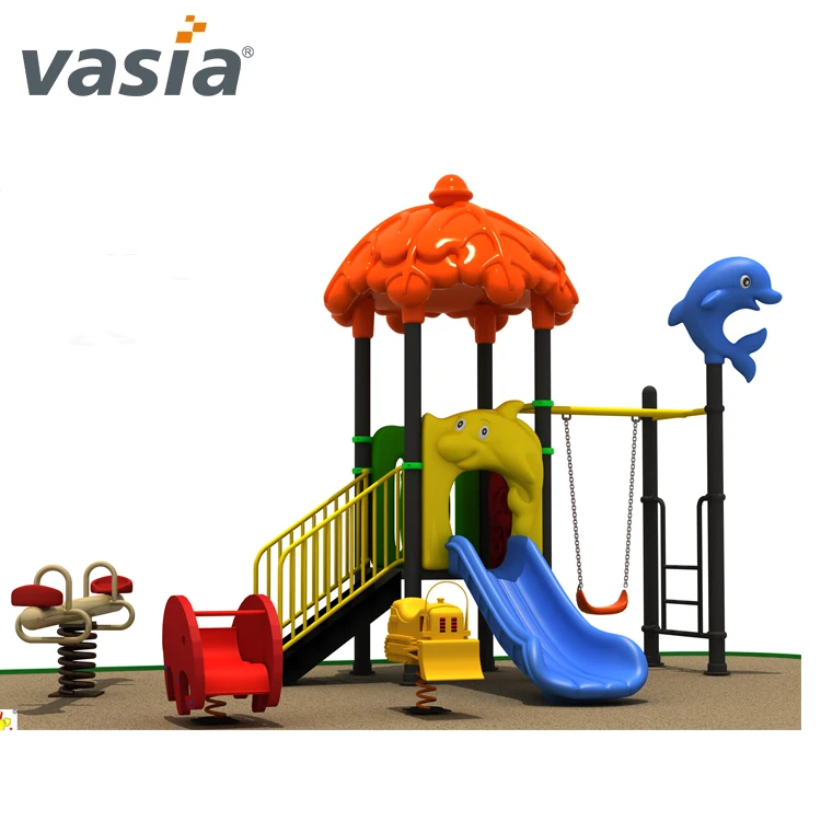  Китай надежного поставщика Vasia красочная дешевая Парк игрушки для детей пластиковый годный использования вне помещения игровая площадка с качелями и качели