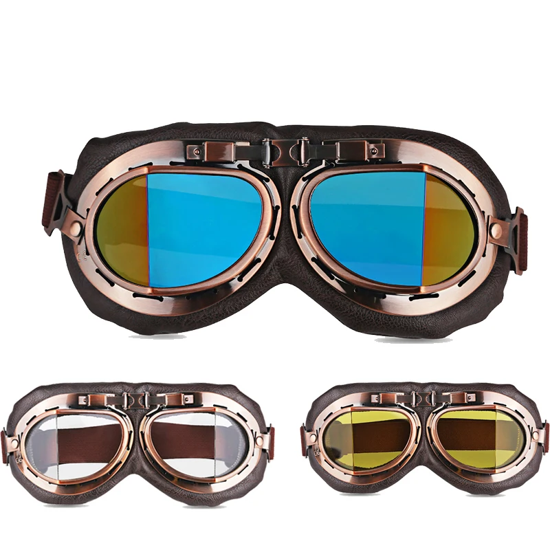 Vintage Motorcycle Goggle Motocross WWII Pilot Goggles For Harley Retro Motorcycle with open half face helmet