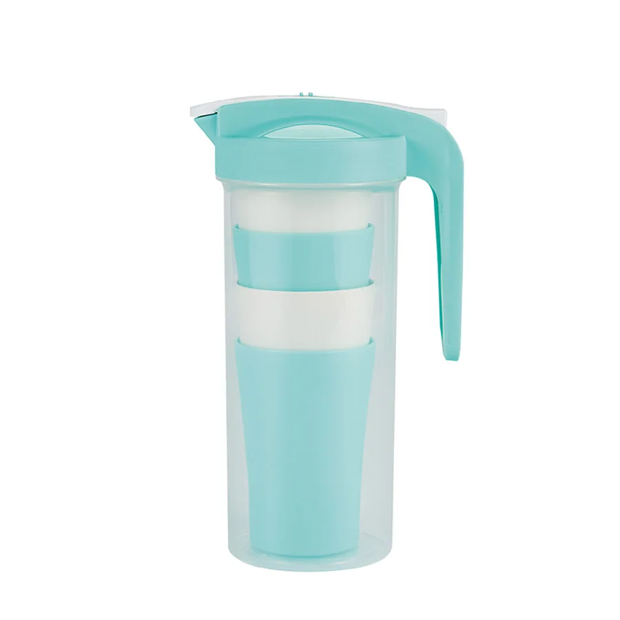 KJH live 1.6L Custom Logo Promotional Plastic Juice Pitcher Water Jug With 4 Cups Set