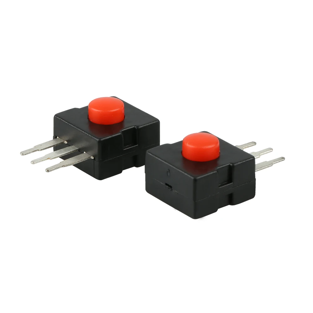 12*12mm straight foot 3 pin red button led flasghlight 0.5a 50vdc on-off-on-off switches