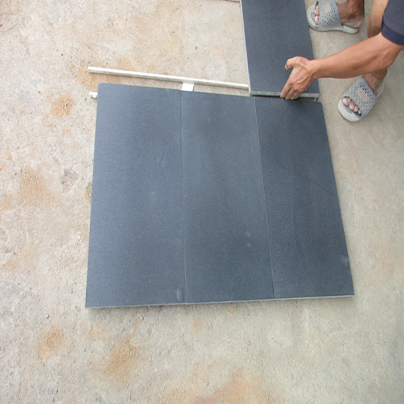 Honed Hainan Black Basalt Tile Black Lava Stone Tile For Sale