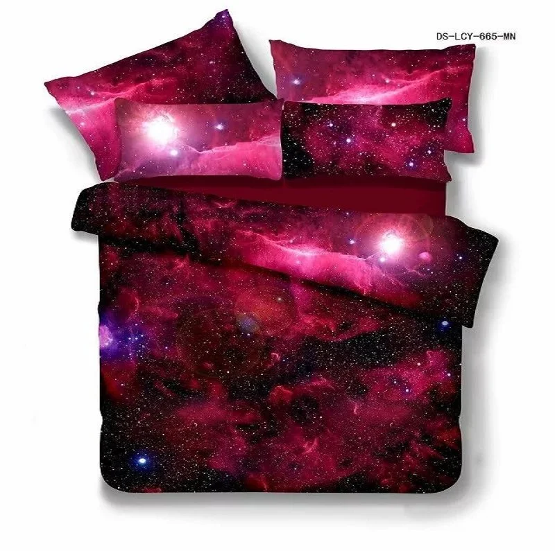 
100% polyester 3D Microfiber bed sheet Star pattern Duvet cover bedding sets-quilt set 