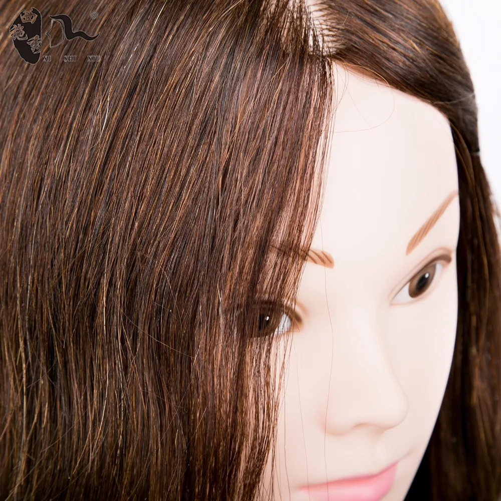 XISHIXIUHAIR 100% Natural Human Hair Training Head for Hairdresser American African Training Mannequin Doll Head