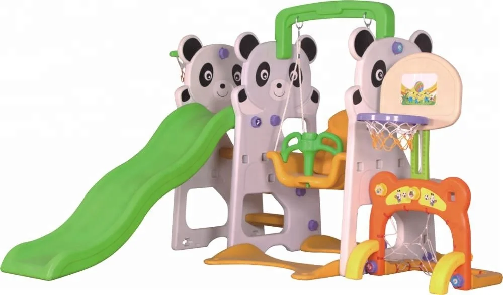 5 In 1 Basket Stand And Football Goal  And Slide  Swing Combination Plastic  Indoor  Baby Swing