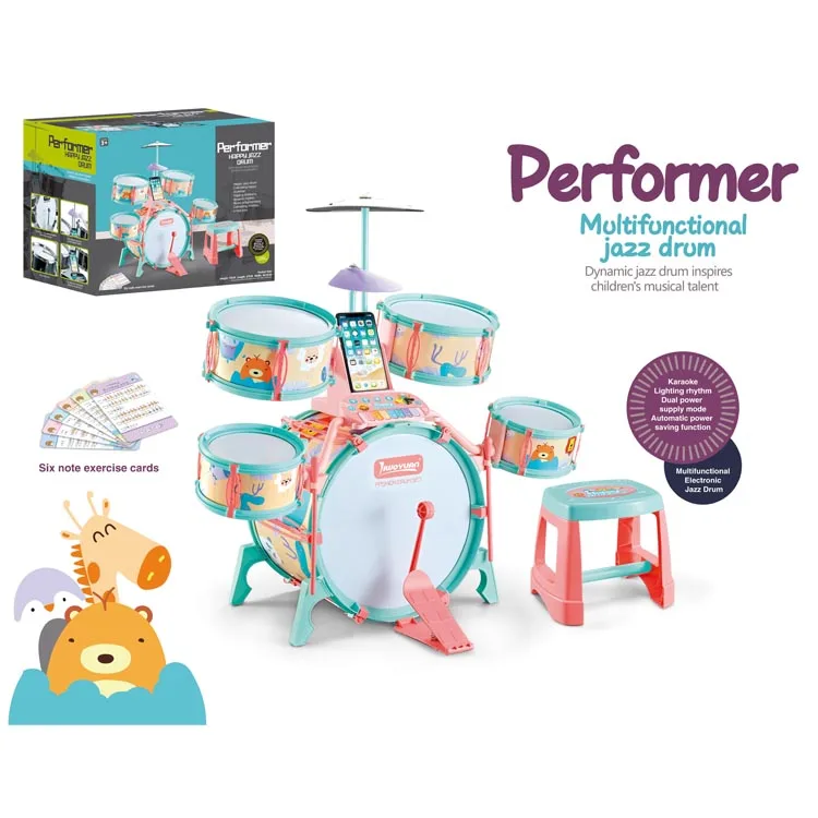 
34cm Play drum Electric Big Toy Jazz Drum Set for Kids Mobile phone connection Funny Cartoon Musical Baby Toy 