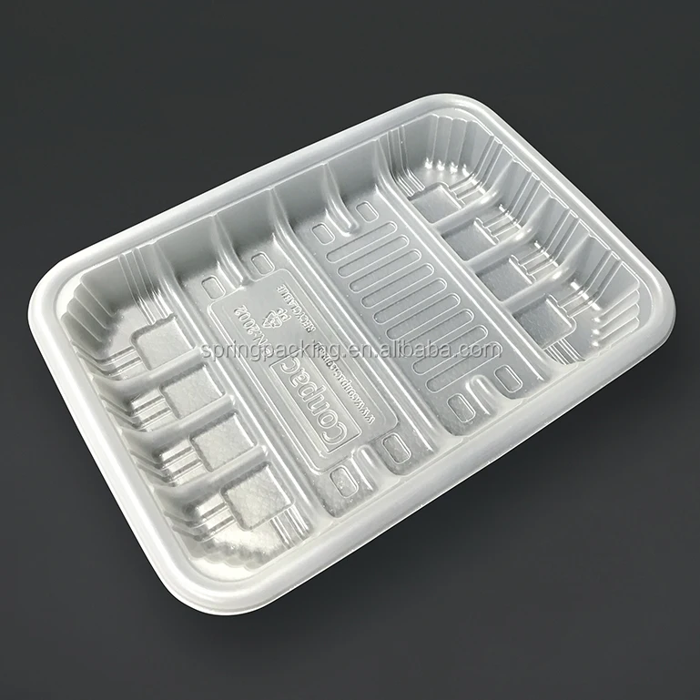 Supermarket PLA blister  Biodegradable Silver gold black white clear PLA /PP/PET/PS food packaging box plastic tray