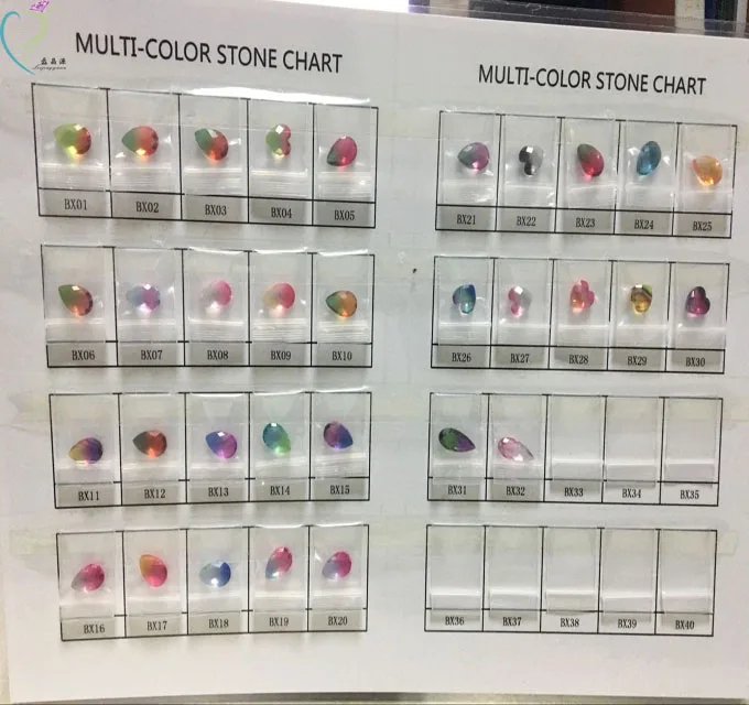 Новое поступление, двухцветный турмалиновый стеклянный драгоценный камень, Таблица цветов