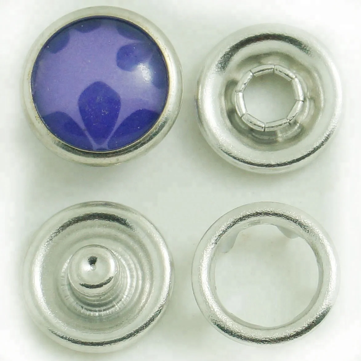 
custom four parts metal snap button with rhinestone or acrylic 