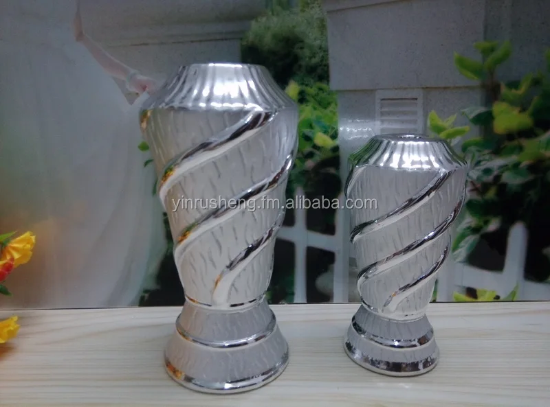 shinny silver Stripe ceramic trophy components, trophy parts, trophy stem, trophy cups, sports trophy