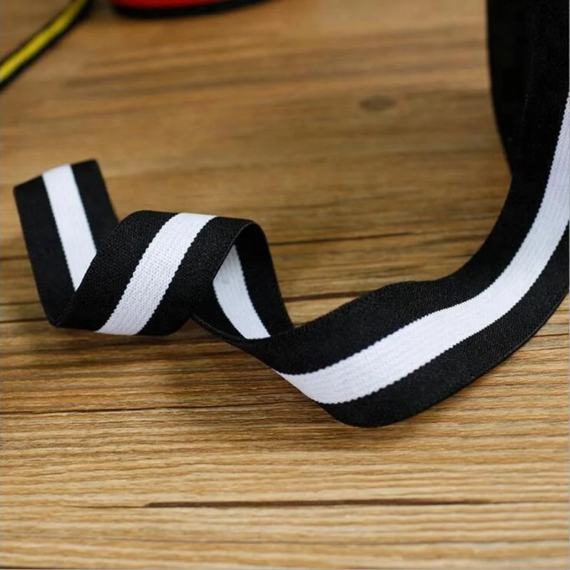 Stripe Flat Elastic Ribbon Webbing Jacquard Polyester / Nylon for Sportswear Retail Hot Sale 25mm 4cm 100 Yards Per Design 1-4mm