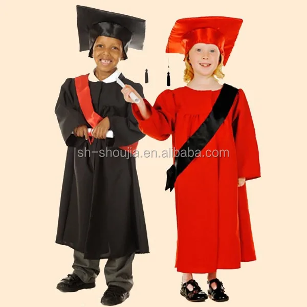 graduation gown child, black and red children graduation gown, kindergarten graduation gown