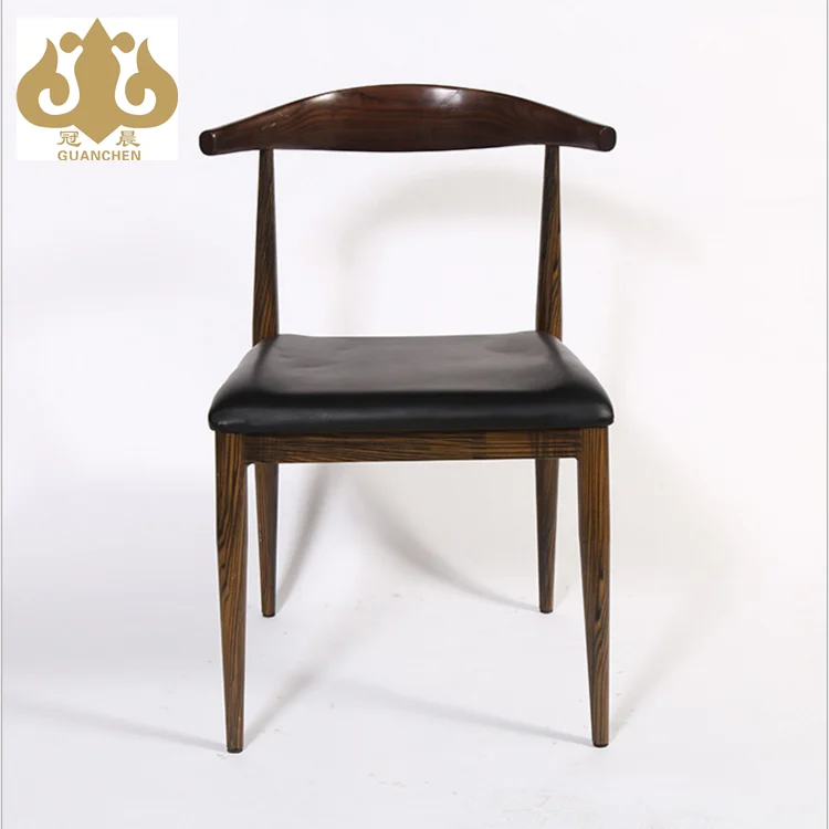 Wholesale Factory customised commercial rustic wrought industrial iron caffe leather side bag restaurant chair