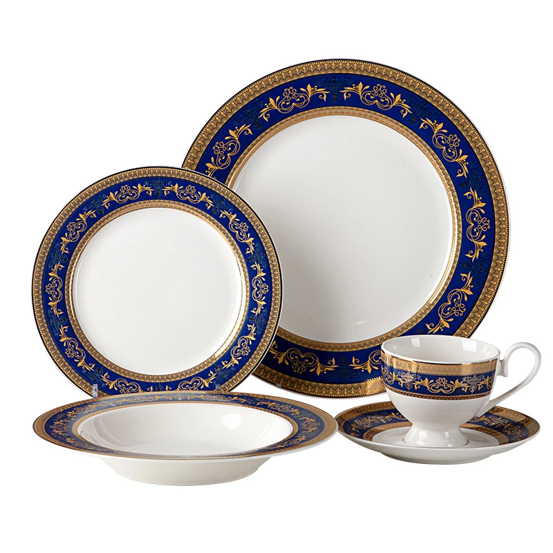 Top Choice Banquet  Embossed Gold Ceramic Dinnerware Set, Porcelain Ware In Bone China~