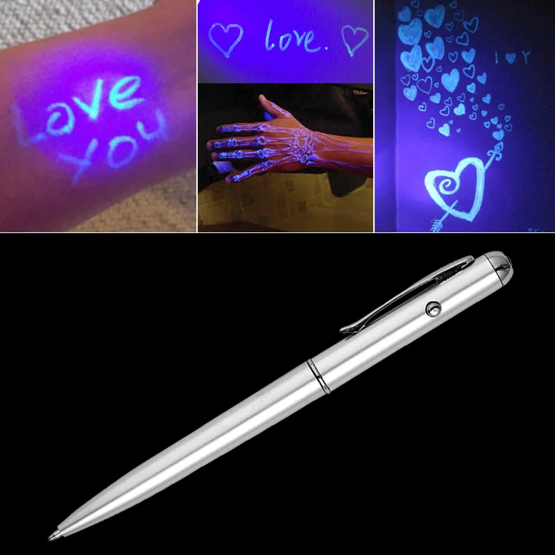 2018 creative Magic LED UV Light Ballpoint Pen with Invisible Ink Secret Spy Pen