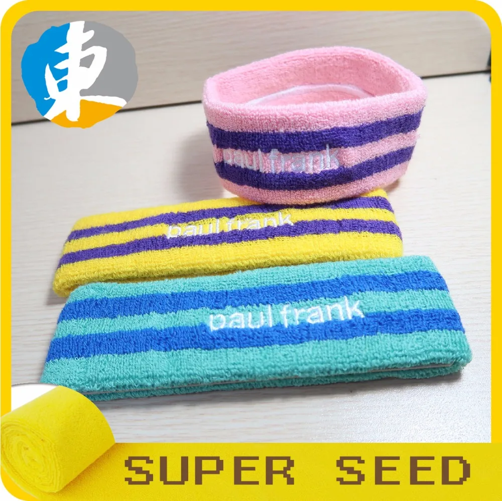 Cotton terry embroidery headband with custom logo