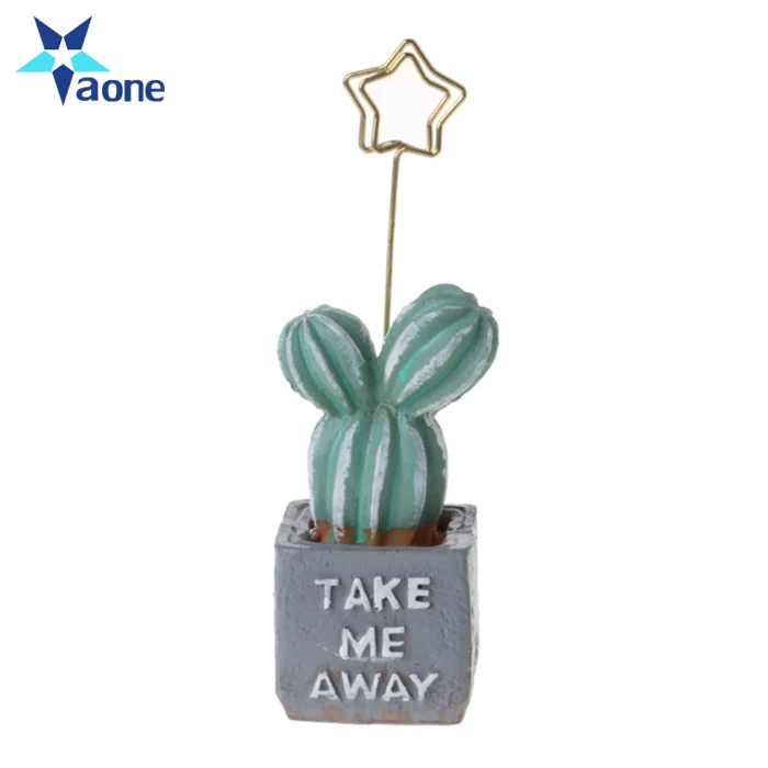 Cute Resin Cactus Design Memo Clip Stationery Table Plant Decoration Photo Clip Name Card Business Memo Holder