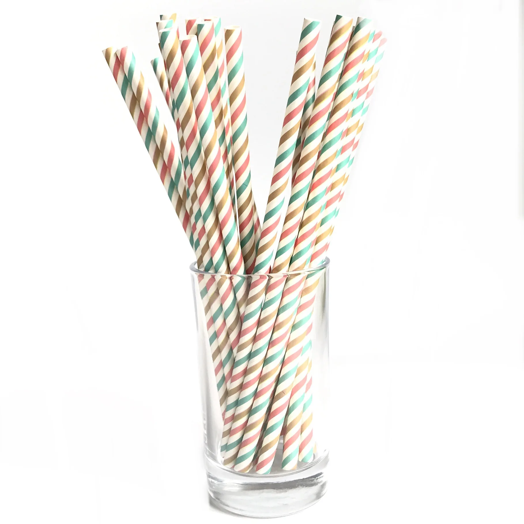 Customized Colorful Stripes Thickened Paper Wrapped Straws Party Bar Drinking Straw Bulk Packaging