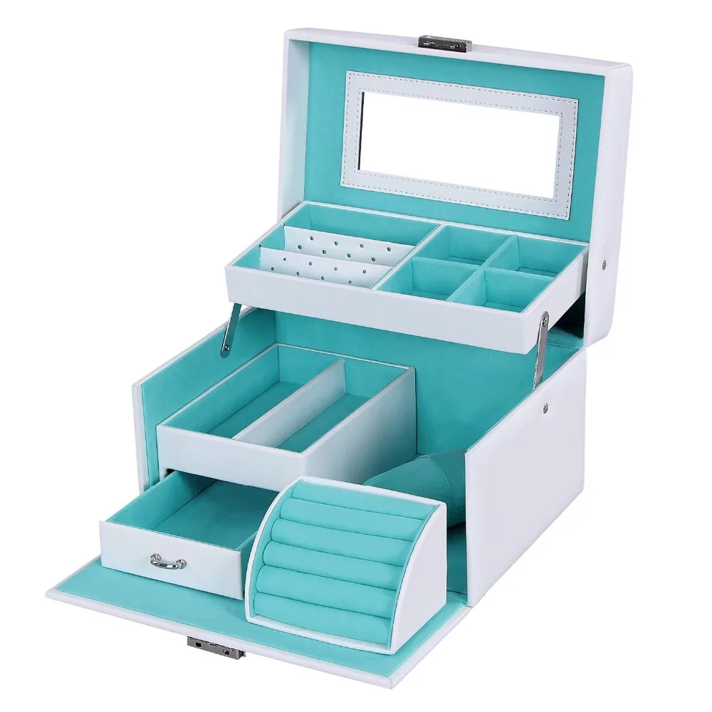 Faux Leather Lockable Jewellery case storage box