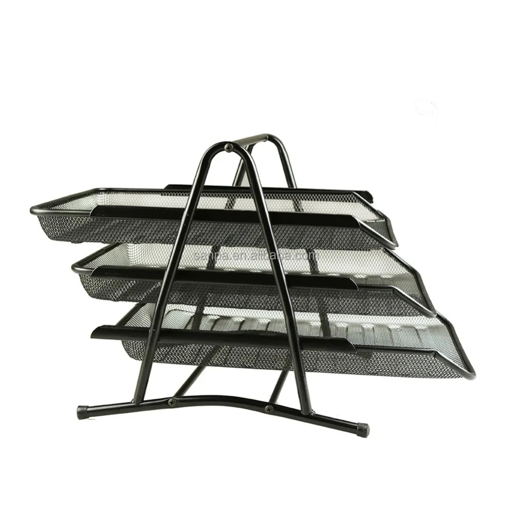 
High Quality Office Stationery Metal Mesh 3-Tier Document Tray / A4 Paper Tray 