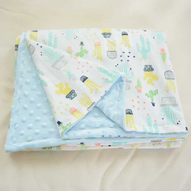 Soft Plush Double-Layered Minky Dot Warm Baby Blanket