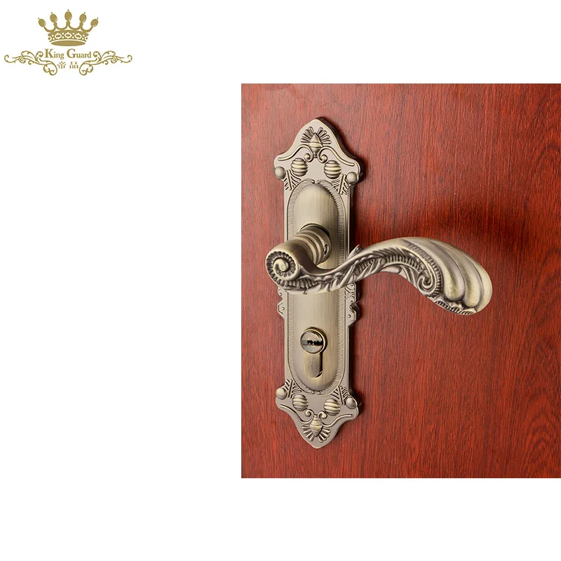 Zinc alloy luxury door handles lock antique bedroom wooden door handle household door lock