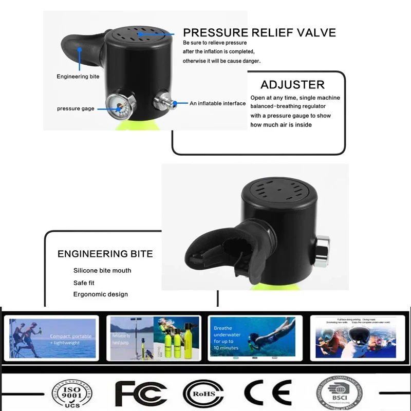 Oxygen Cylinder Portable Diving Tank Equipment 207bar Reinflatable Aluminium Diving Oxygen Tank